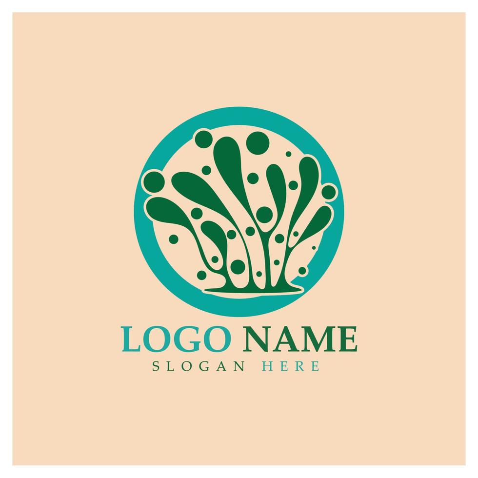 Seaweed vector logo icon illustration design.includes seafood,natural products,florist,ecology,wellness,spa.