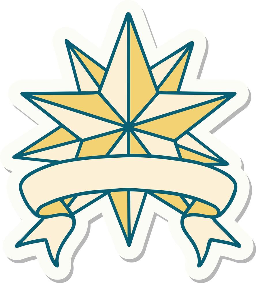 tattoo sticker with banner of a star vector