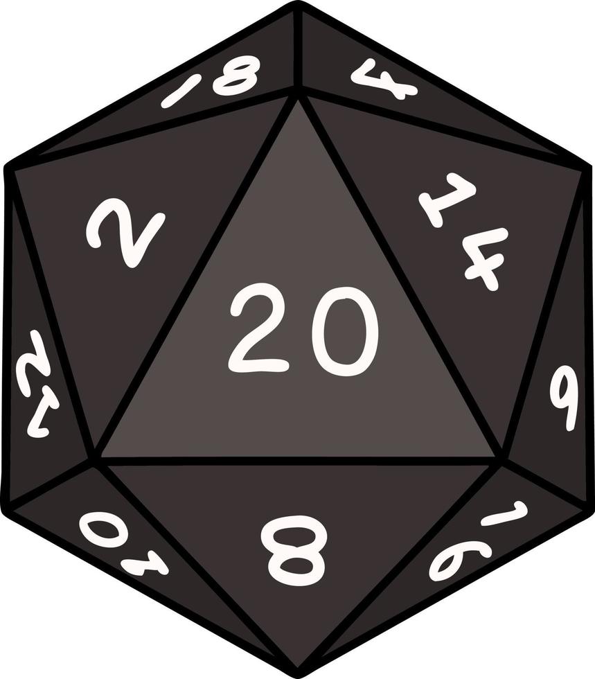 natural 20 D20 dice roll illustration vector