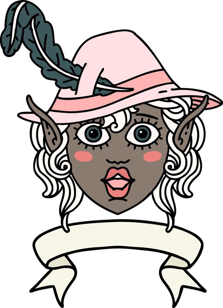 cara de personaje de bardo elfo con ilustración de banner vector