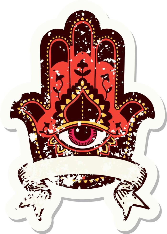 grunge sticker with banner of a hamza vector