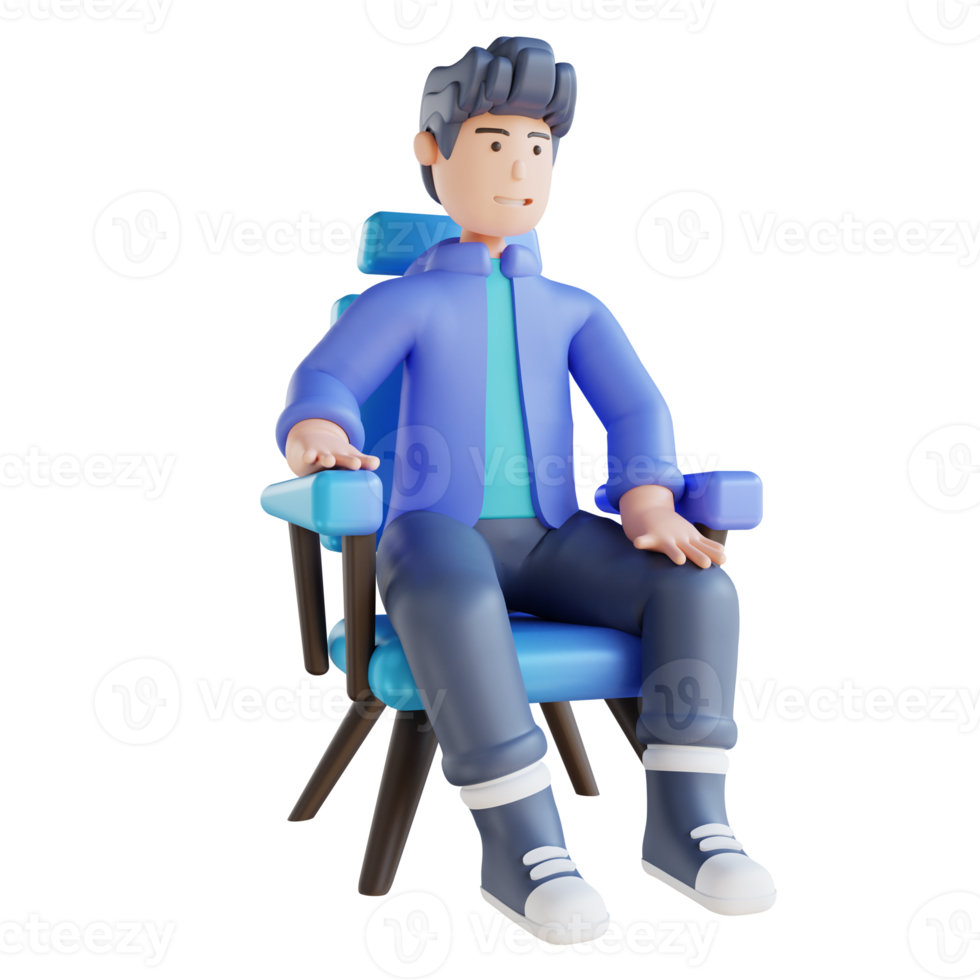 3D illustration man sitting relaxed png