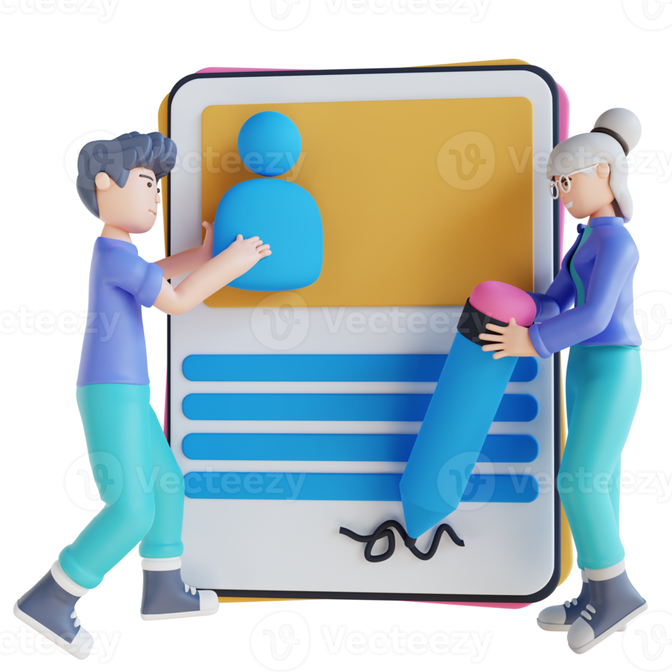 3D illustration of approval document png