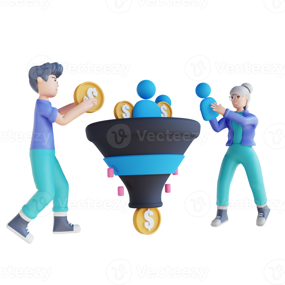 3D illustration sales funnel png