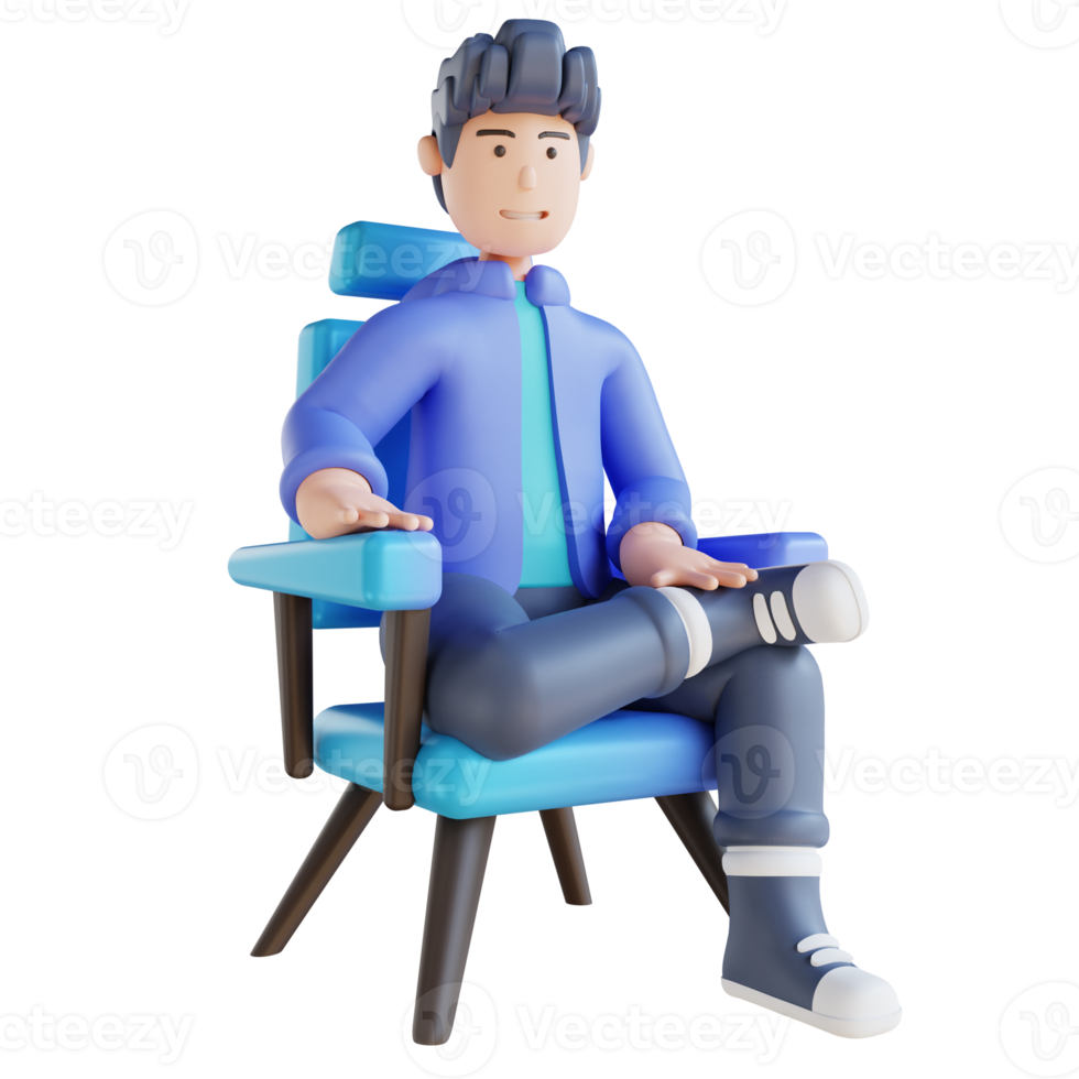 3D illustration man sitting relaxed png