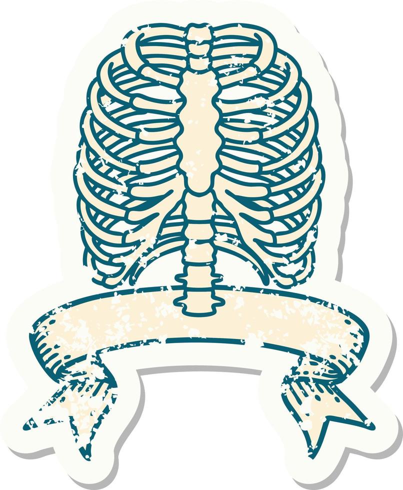 grunge sticker with banner of a rib cage vector