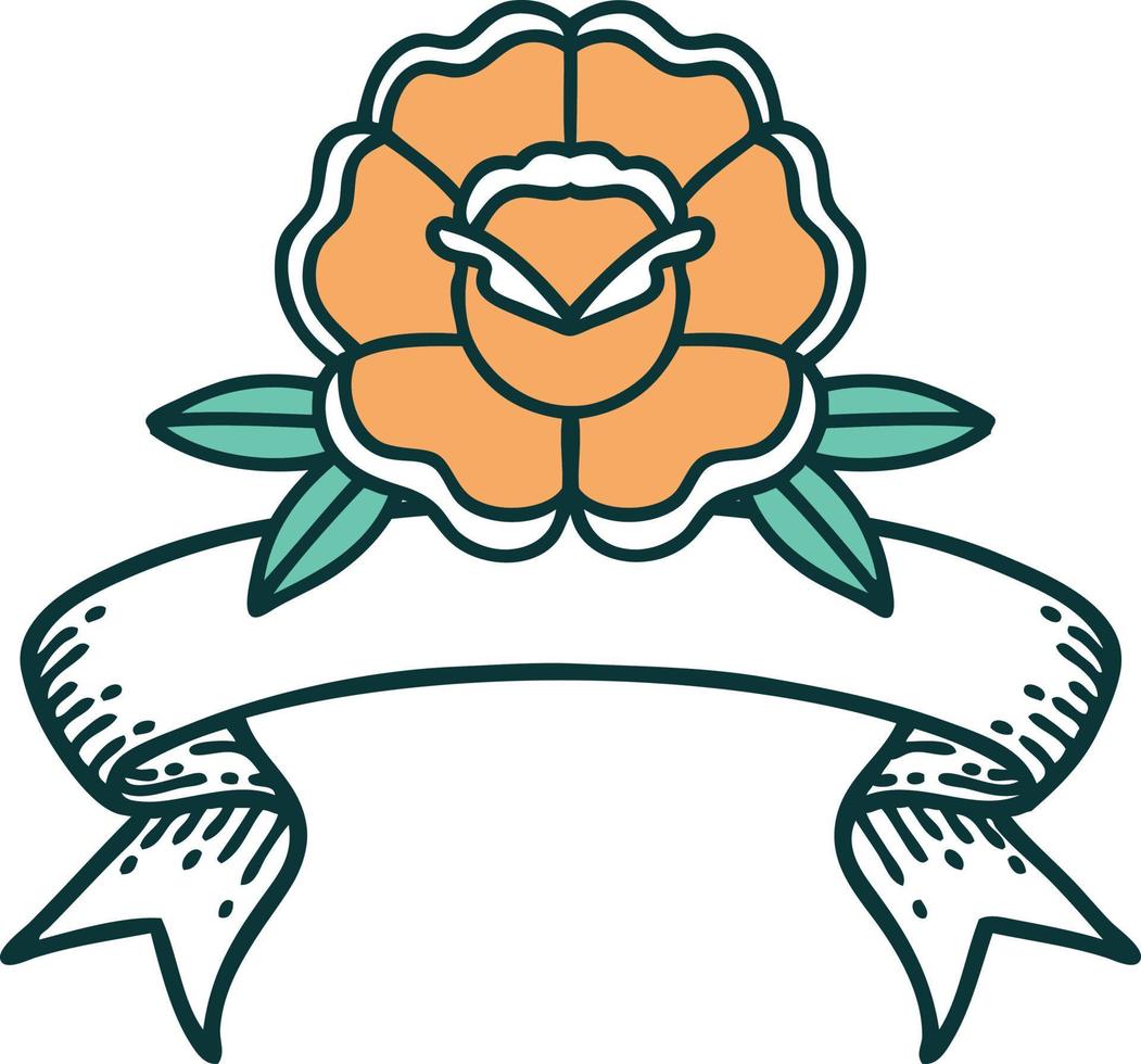 tattoo with banner of a flower vector