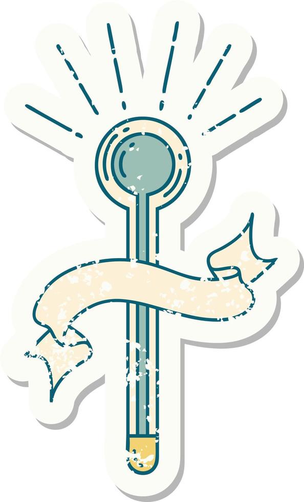 grunge sticker of tattoo style glass thermometer vector