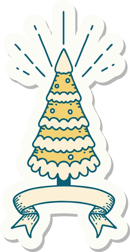 sticker of tattoo style snow covered pine tree vector