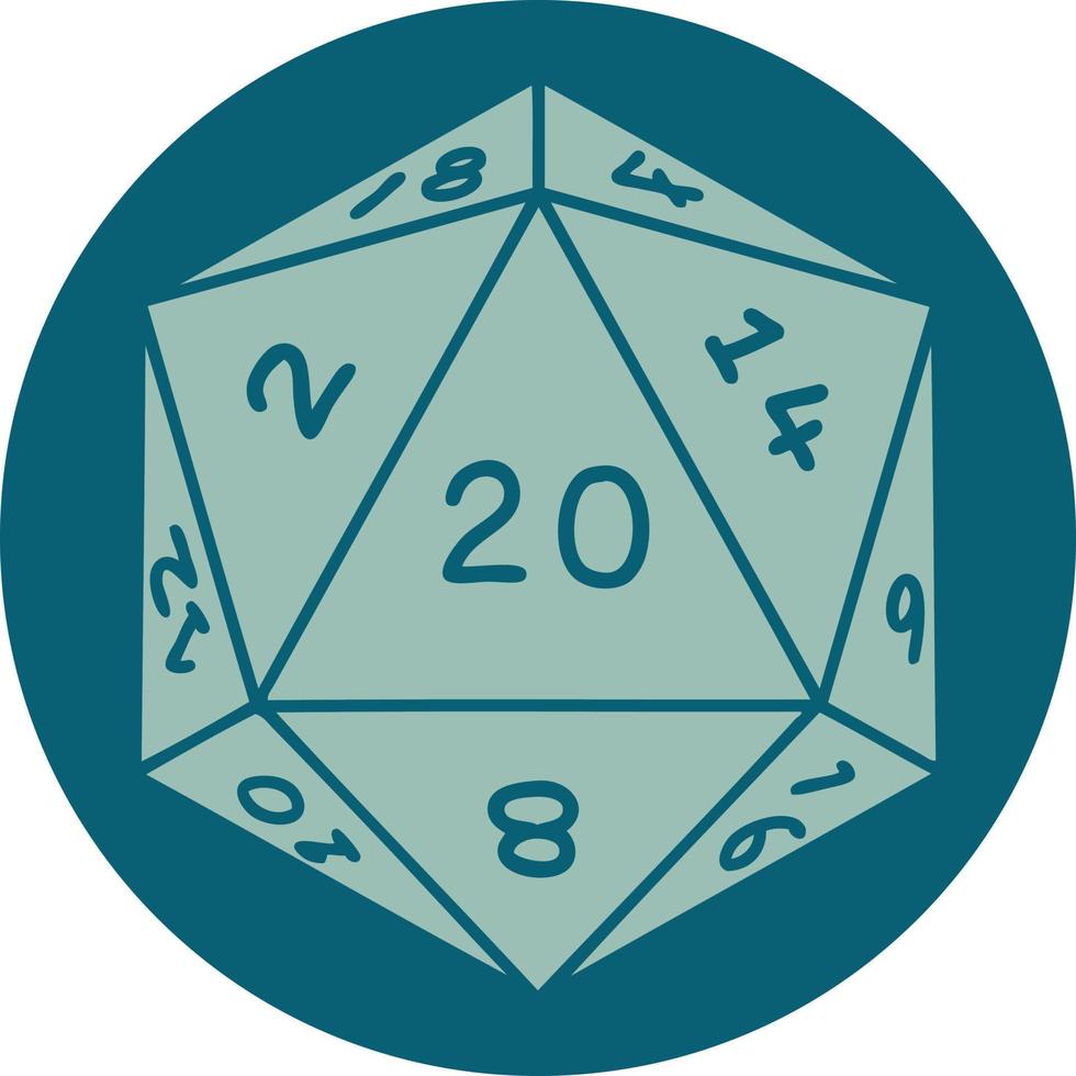 natural 20 D20 dice roll illustration vector