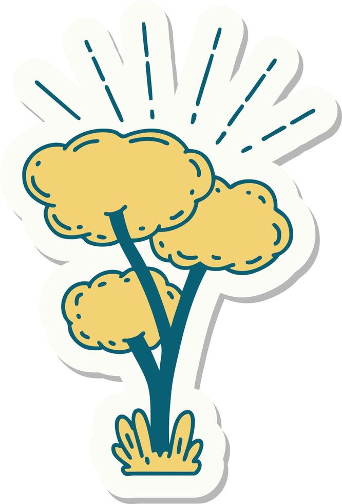 sticker of tattoo style tree vector