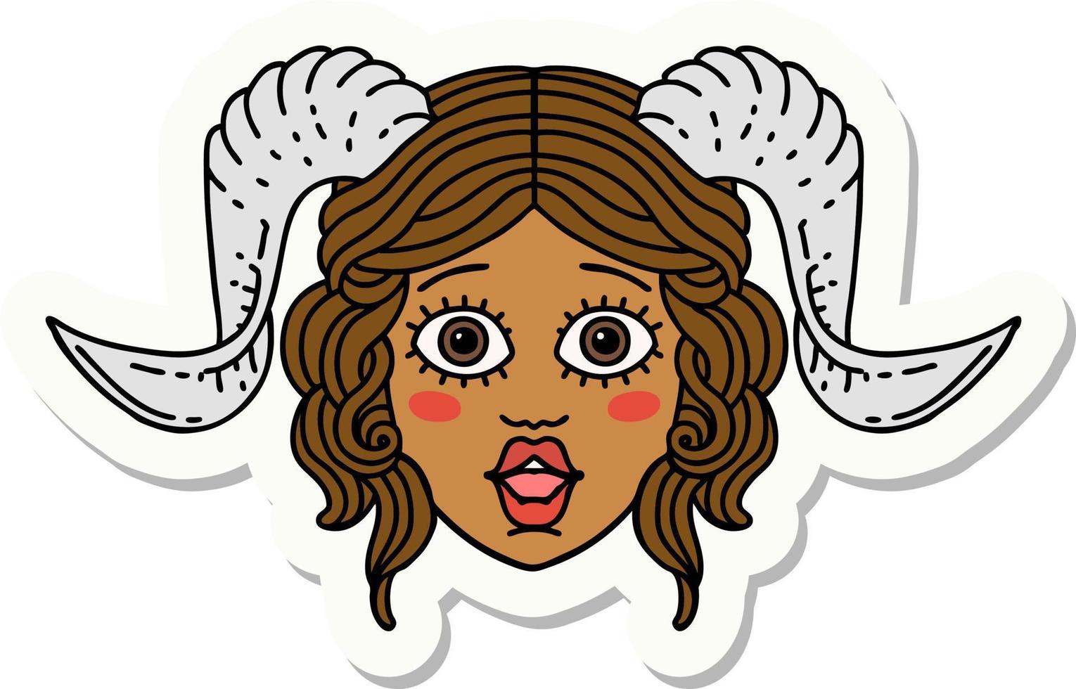 tiefling character face sticker vector