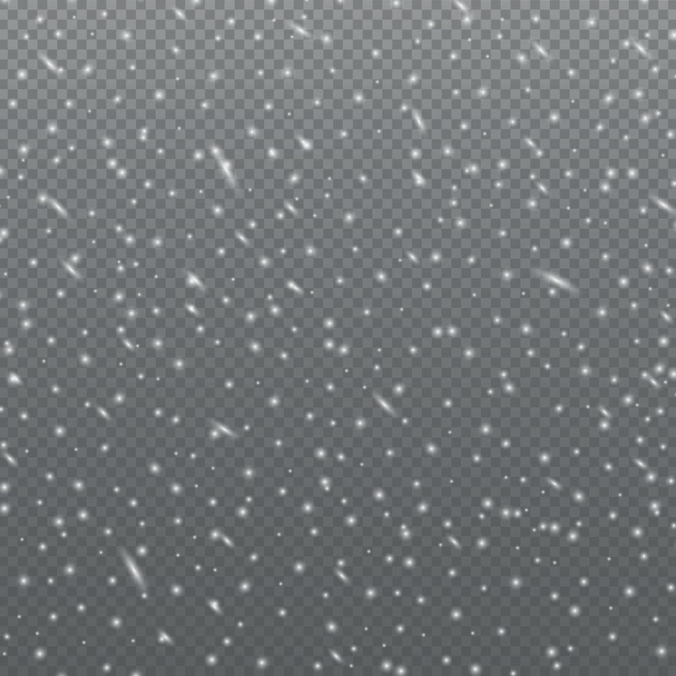 White falling snow on transparent background - illustration vector