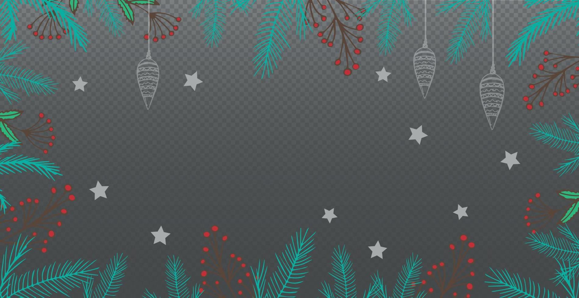 Panoramic Festive New Year Christmas Web Template for Postcard, Advertising No Background - Vector