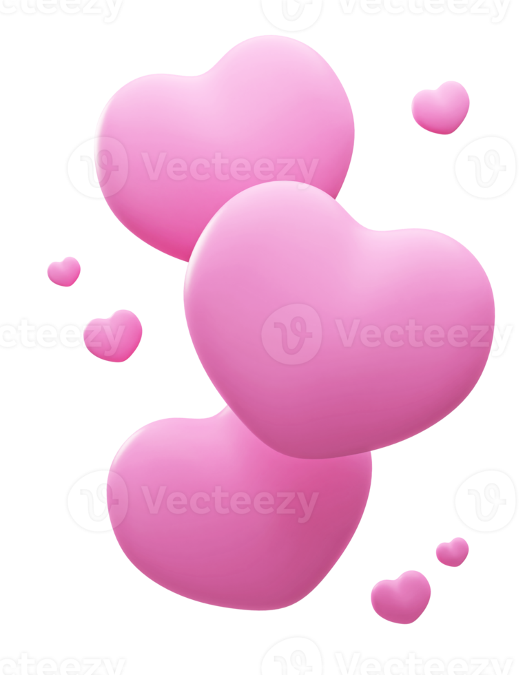 3D Pink Hearts Shape png