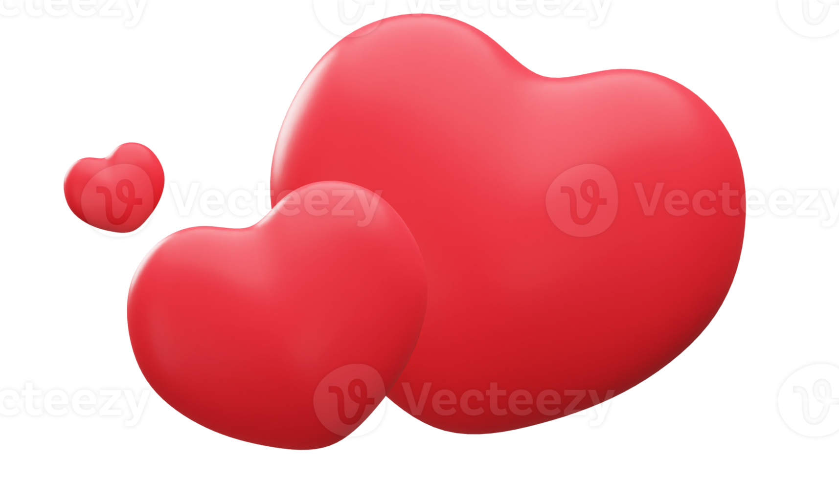 3D Red Hearts Shape png