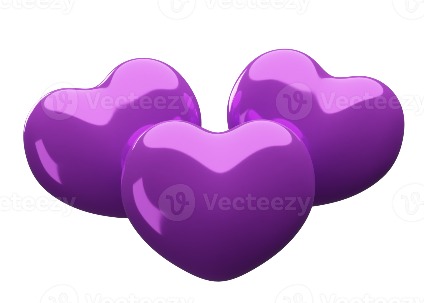 3D Purple Hearts Shape png