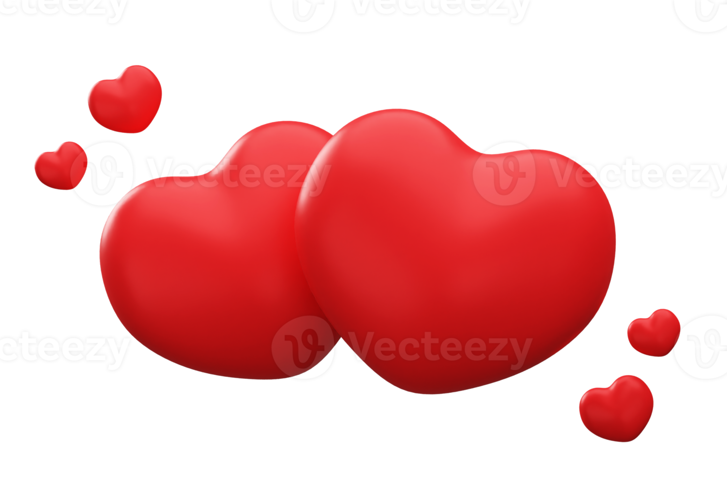 3D Red Hearts Shape png
