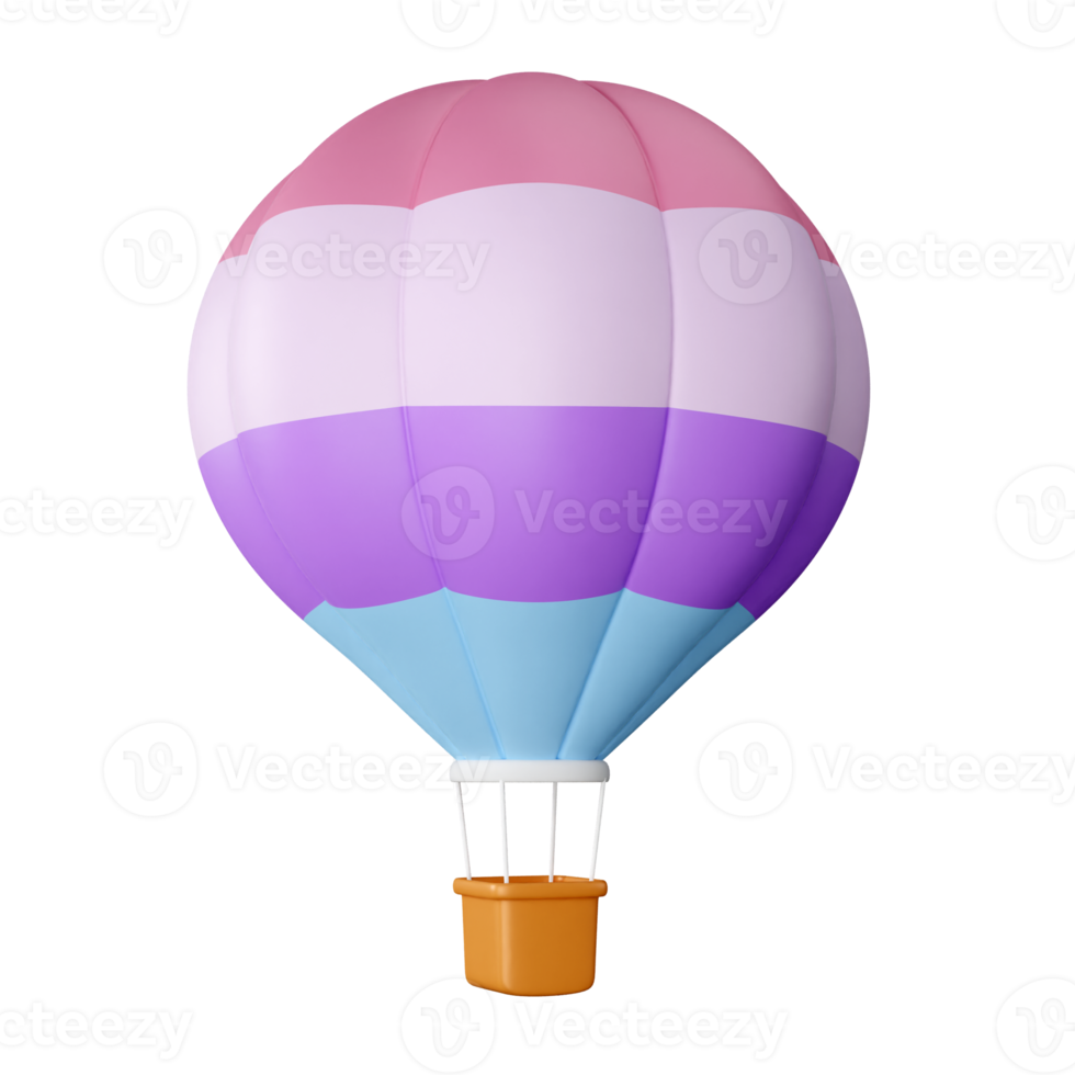 3D Rendering Colourful Hot Air Balloon png