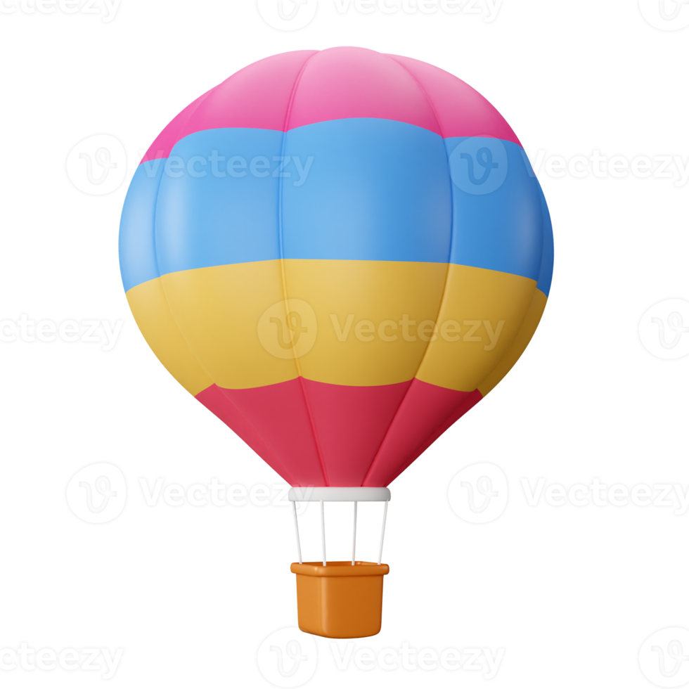 3D Rendering Colourful Hot Air Balloon png