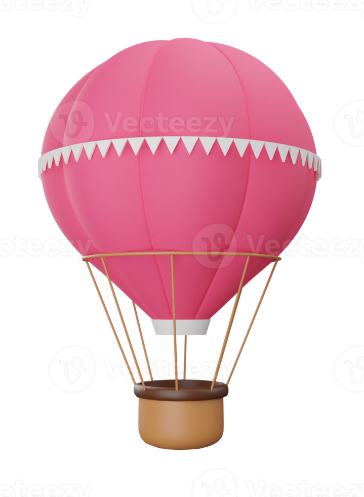 3d tolkning rosa varm luft ballong png