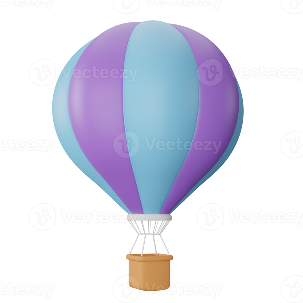 3D Rendering Colourful Hot Air Balloon png