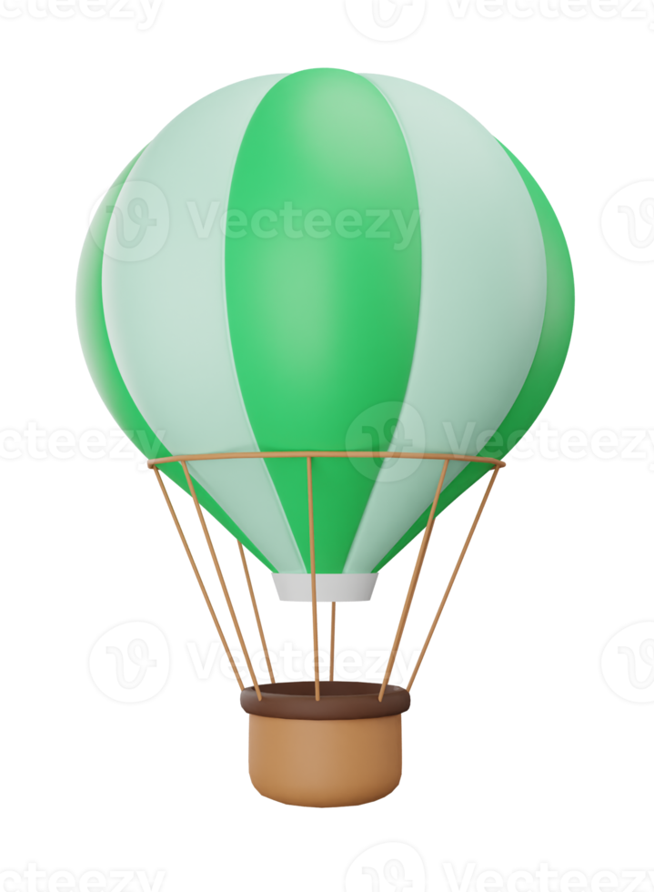 3d tolkning färgrik varm luft ballong png