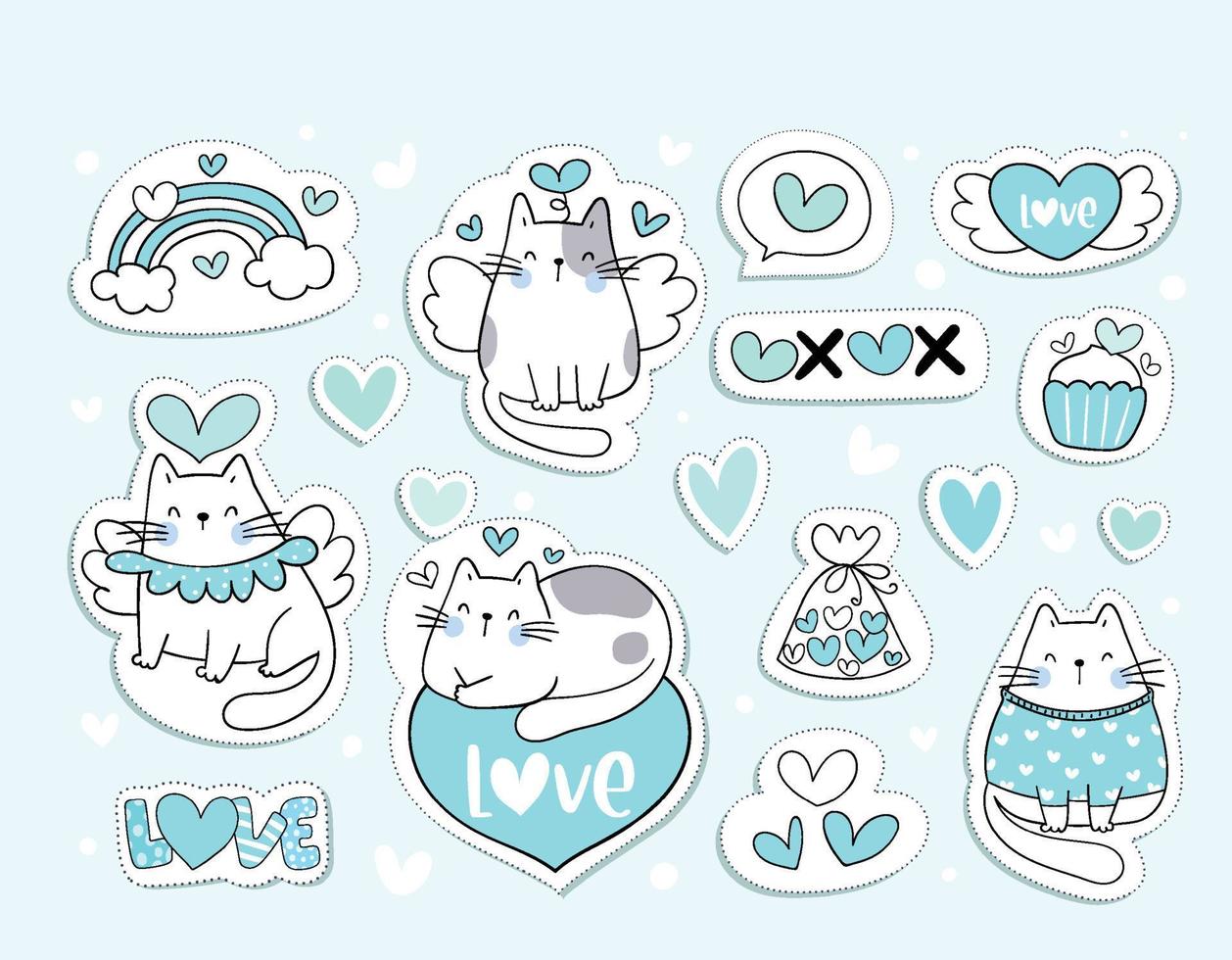 stickers funny cat in love concept vector