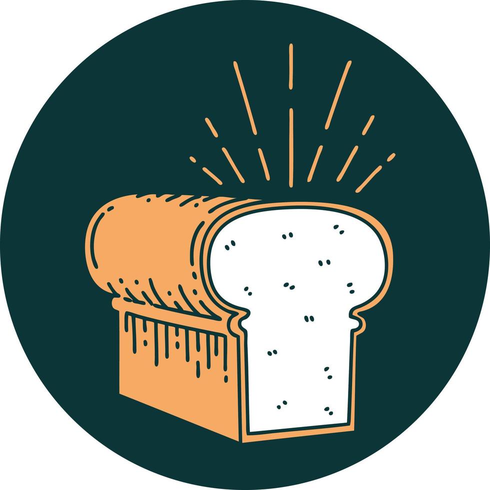 icon of tattoo style loaf of bread vector