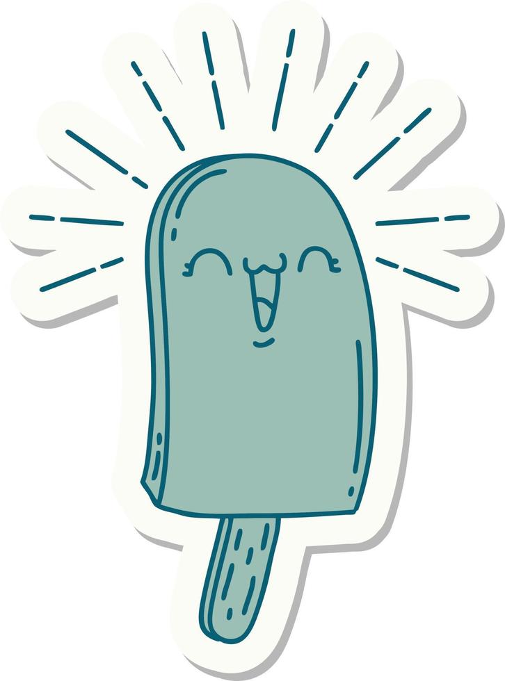 sticker of tattoo style ice lolly vector