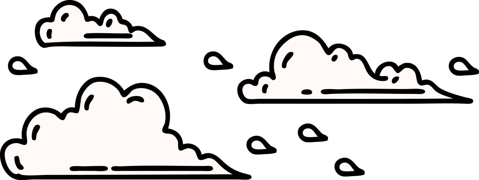 illustration of a traditional tattoo style floating clouds vector