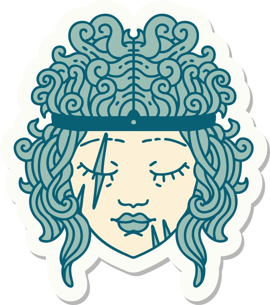 human barbarian character sticker vector