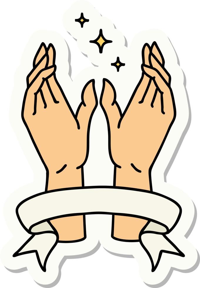 tattoo sticker with banner of mystic hands vector