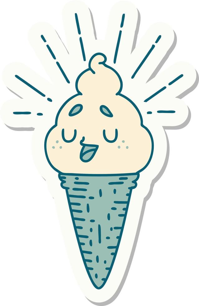 sticker of tattoo style ice cream character vector
