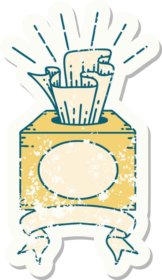 grunge sticker of tattoo style box of tissues vector