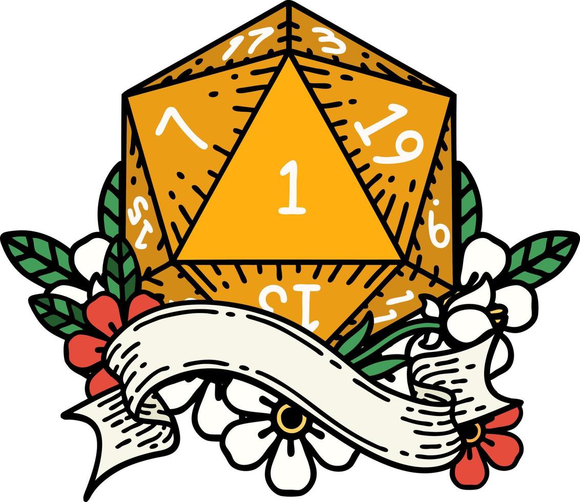 ilustración natural de una tirada de dados d20 vector