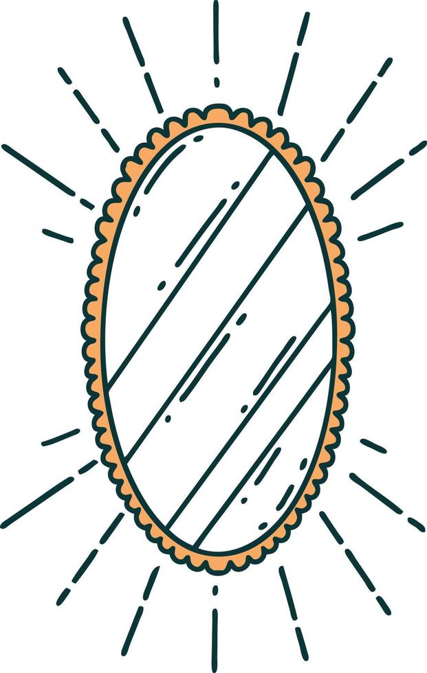traditional tattoo style shining mirror vector
