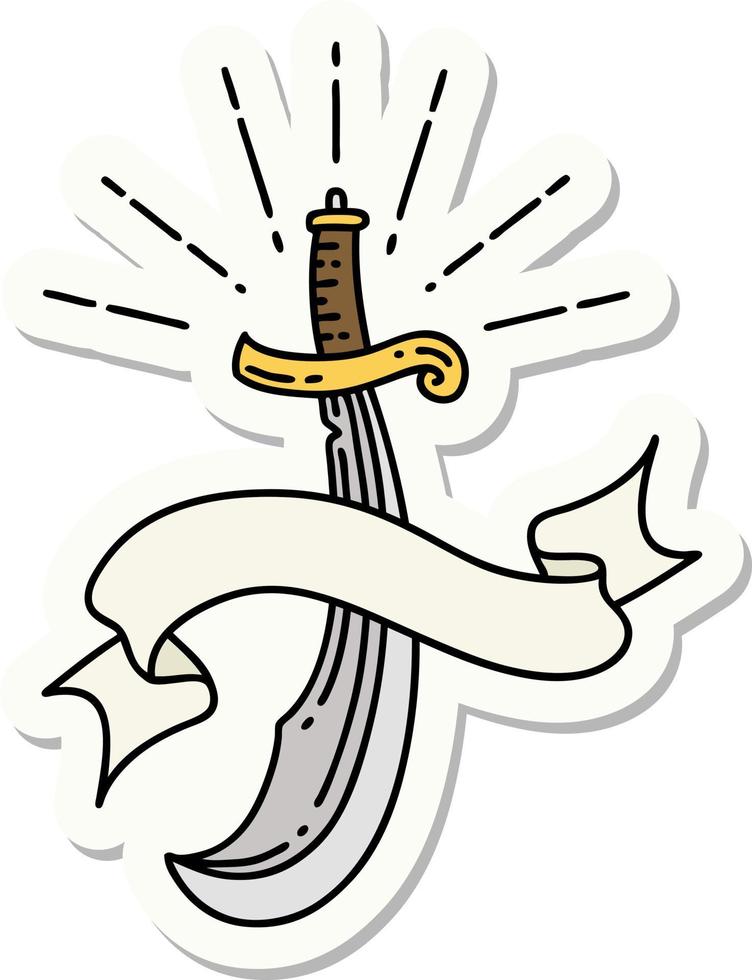 sticker of a tattoo style scimitar sword vector