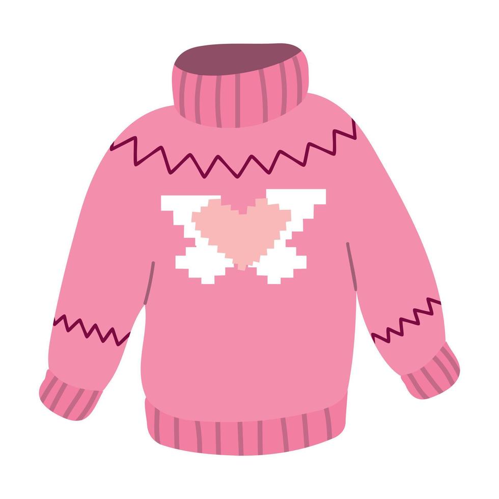 suéter rosa cálido de punto acogedor vector