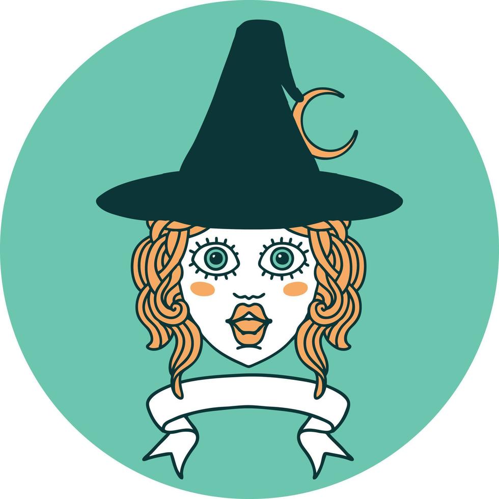 icon of human witch character with banner vector