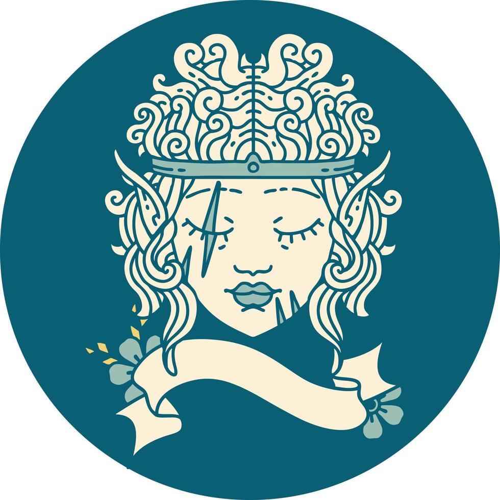 Retro Tattoo Style elf barbarian character face vector
