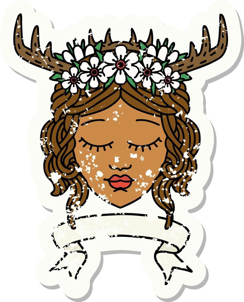 Retro Tattoo Style human druid character with banner vector