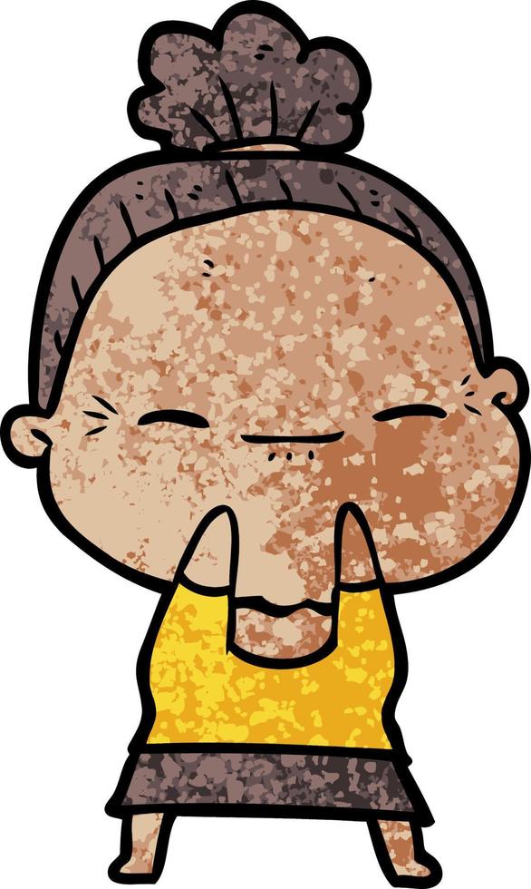 cartoon peaceful old woman vector