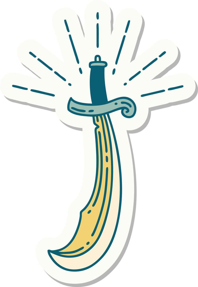 sticker of a tattoo style scimitar sword vector