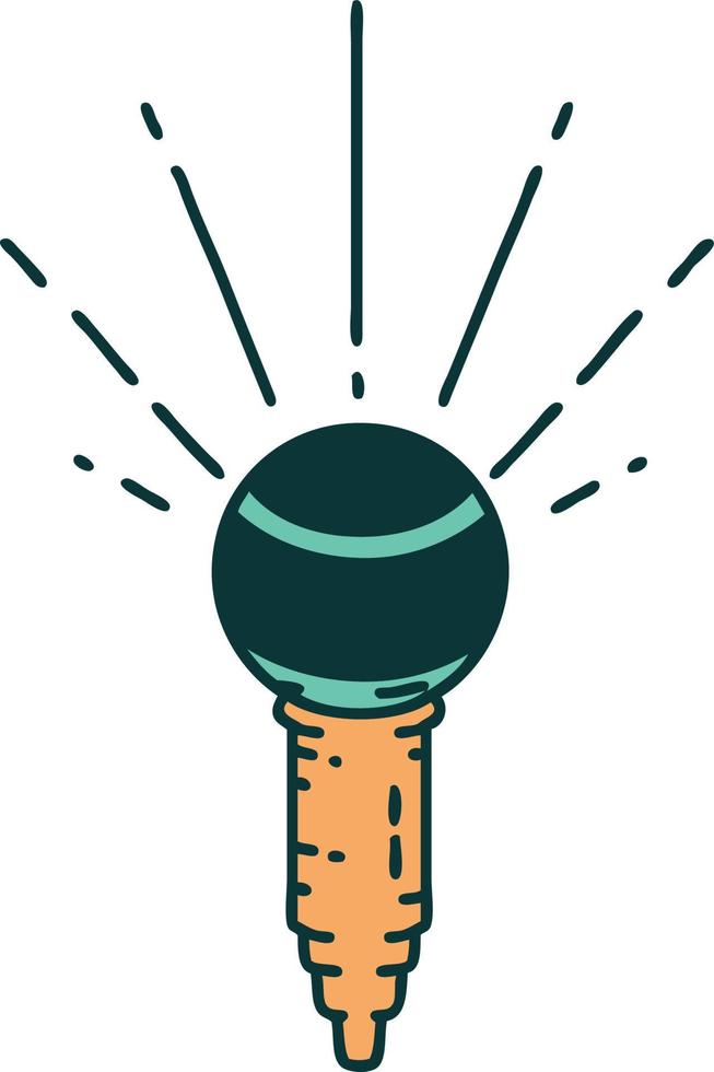 illustration of a traditional tattoo style microphone vector