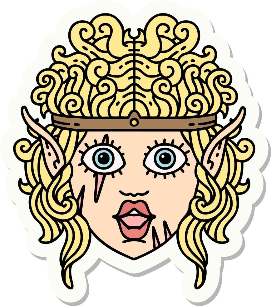 sticker of a elf barbarian character face vector