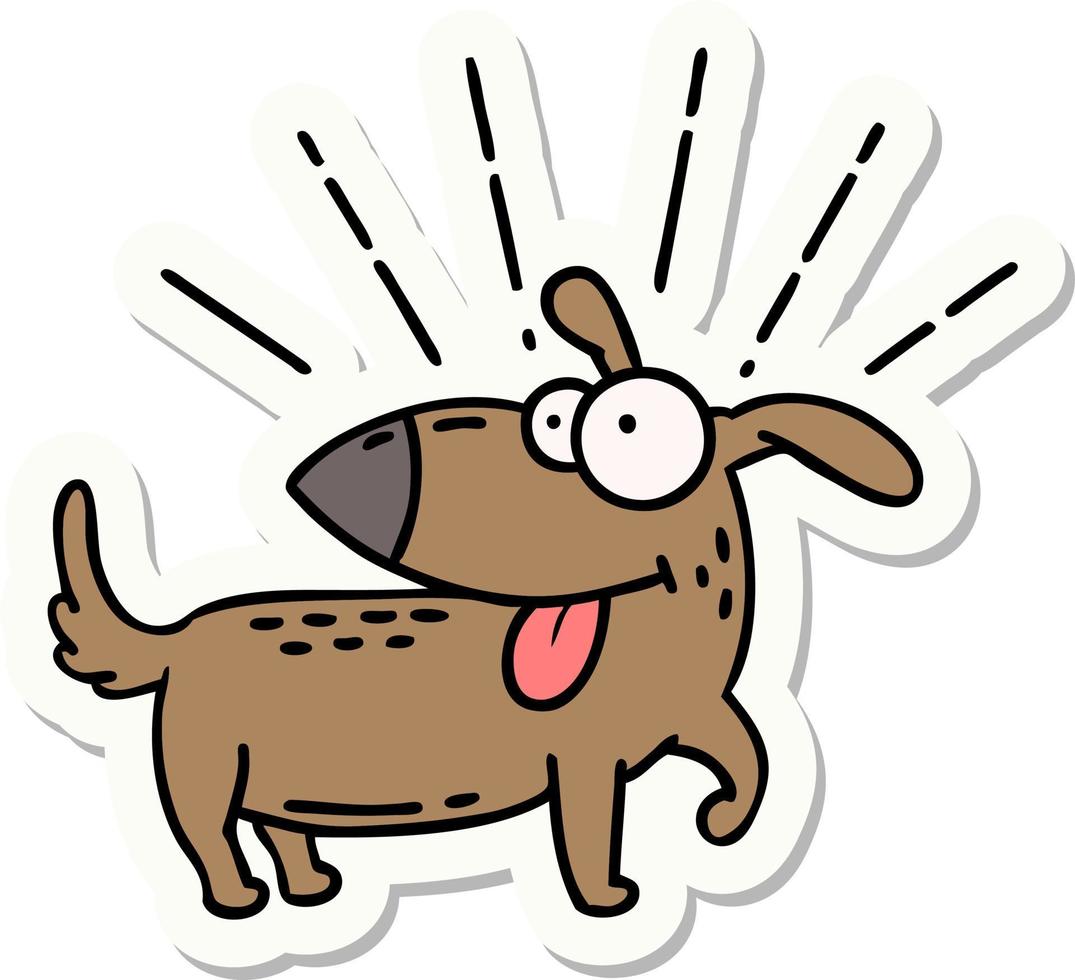 sticker of a tattoo style happy dog vector