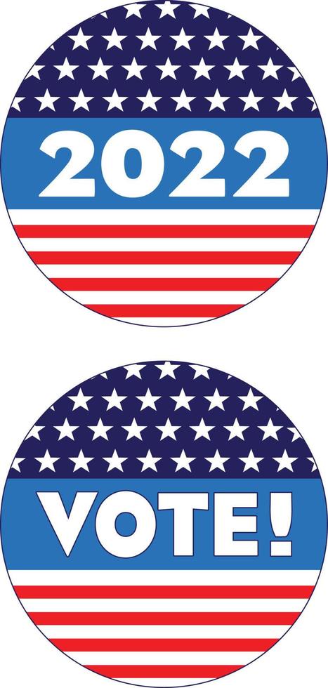 2022 Vote red white blue circle graphics with stars and stripes vector