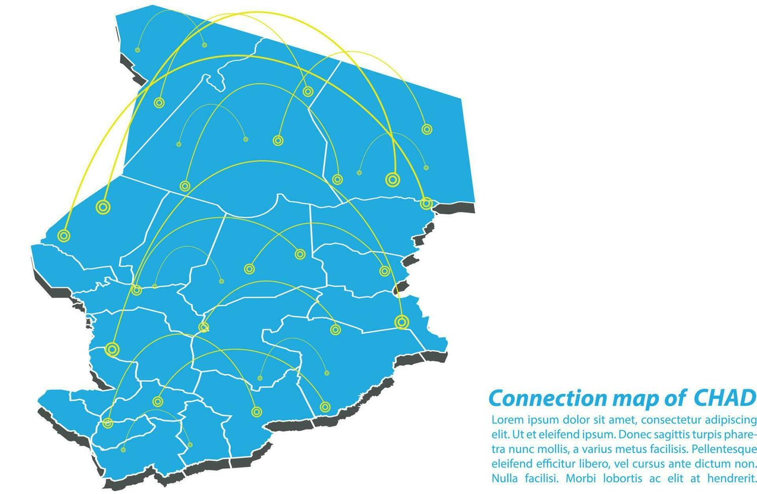Modern of chad Map connections network design, Best Internet Concept of chad map business from concepts series, map point and line composition. Infographic map. Vector Illustration.