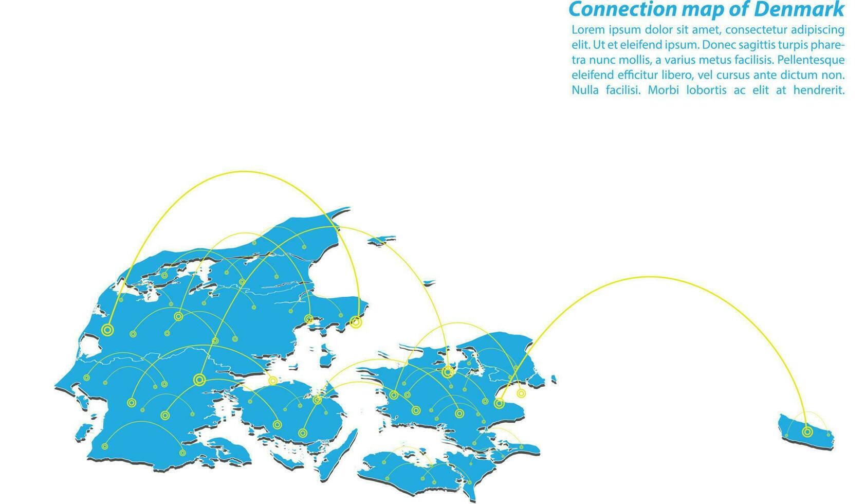 Modern of denmark Map connections network design, Best Internet Concept of denmark map business from concepts series, map point and line composition. Infographic map. Vector Illustration.